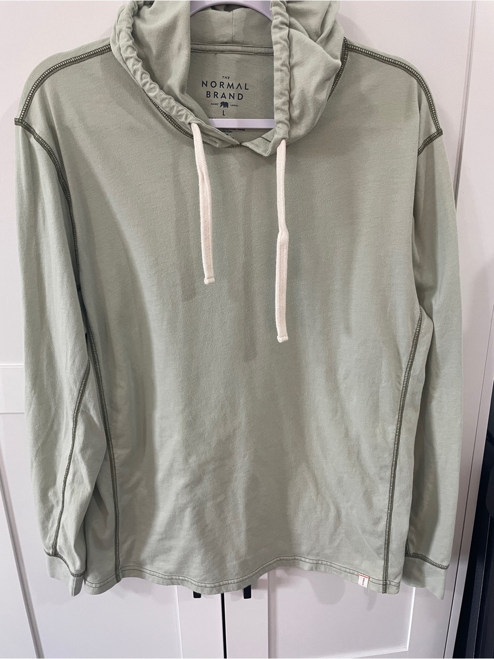 The Normal Brand Men’s Sage Green Hooded Long Sleeve Cotton Blend L